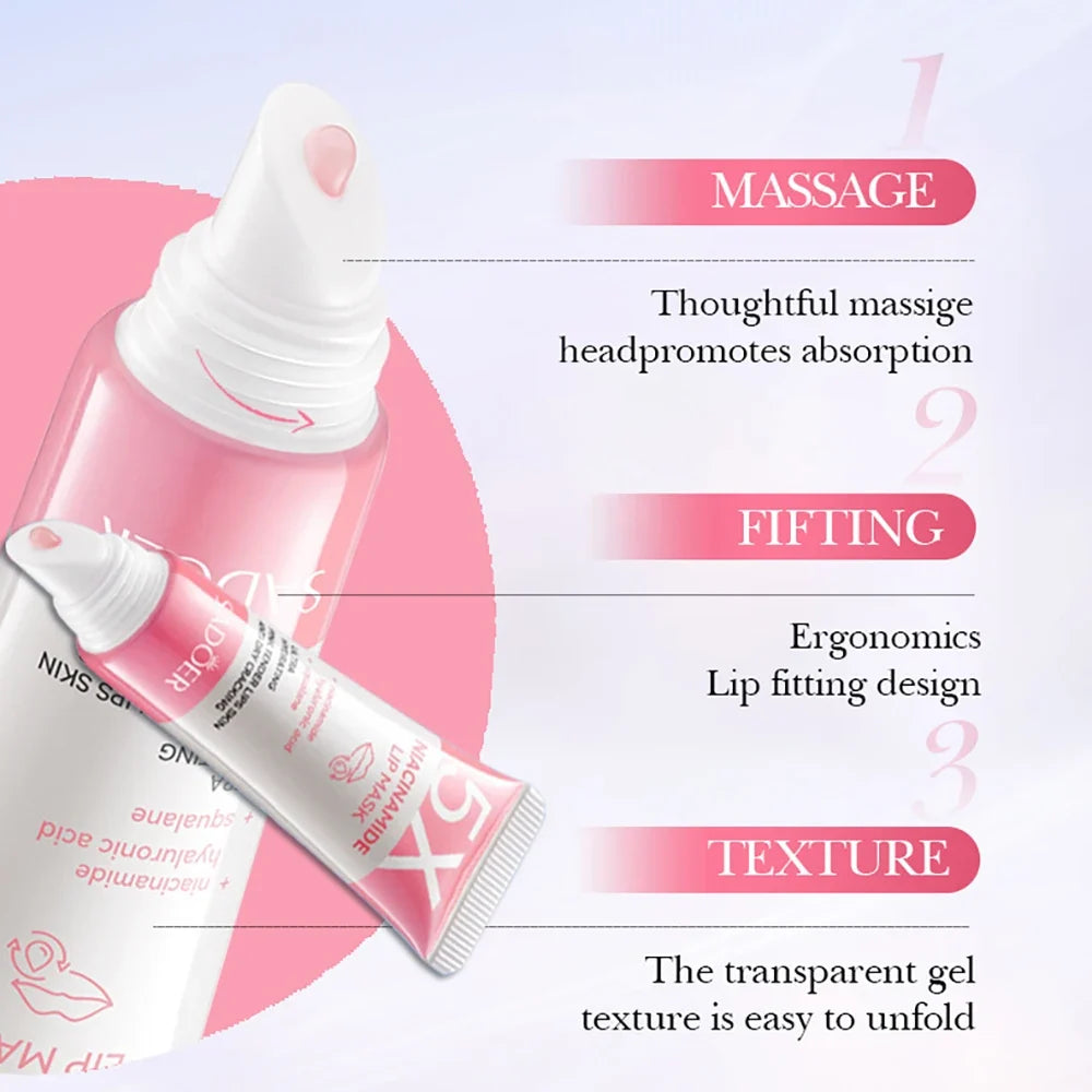 5X Niacinamide Plumping Lip Mask – Intense Hydration & Anti-Dryness for Soft, Pink Lips | Care Chapped Lips Overnig 10g/pc