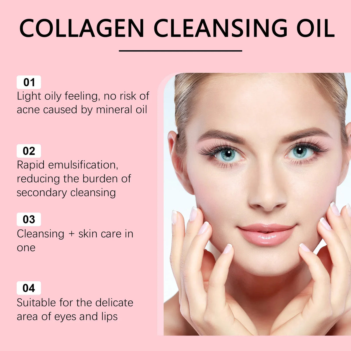 Collagen Makeup Remover Oil Jojoba Oil Makeup Remover Deep Cleansing Pore Dirt Gentle Daily Emulsifying Facial Cleanser Cosmetic