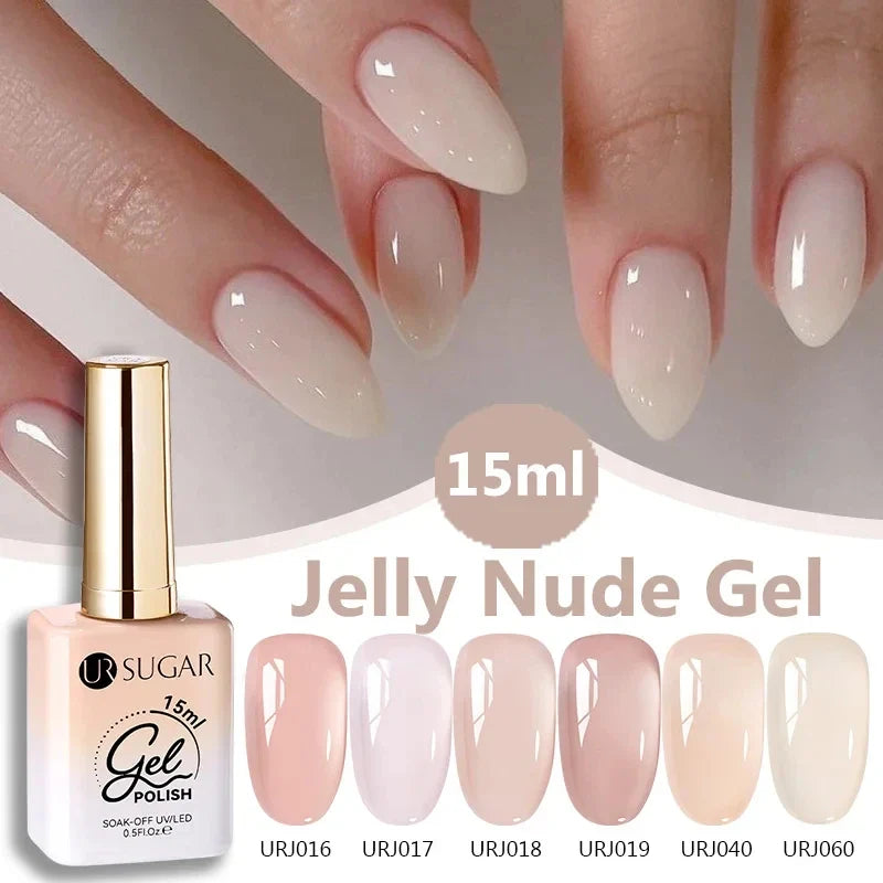 UR SUGAR 15ml Jelly Milky White Translucent Color Gel Polish Semi Permanent UV Gel Nail Art Soak Off Gel Varnish Latest Fashion
