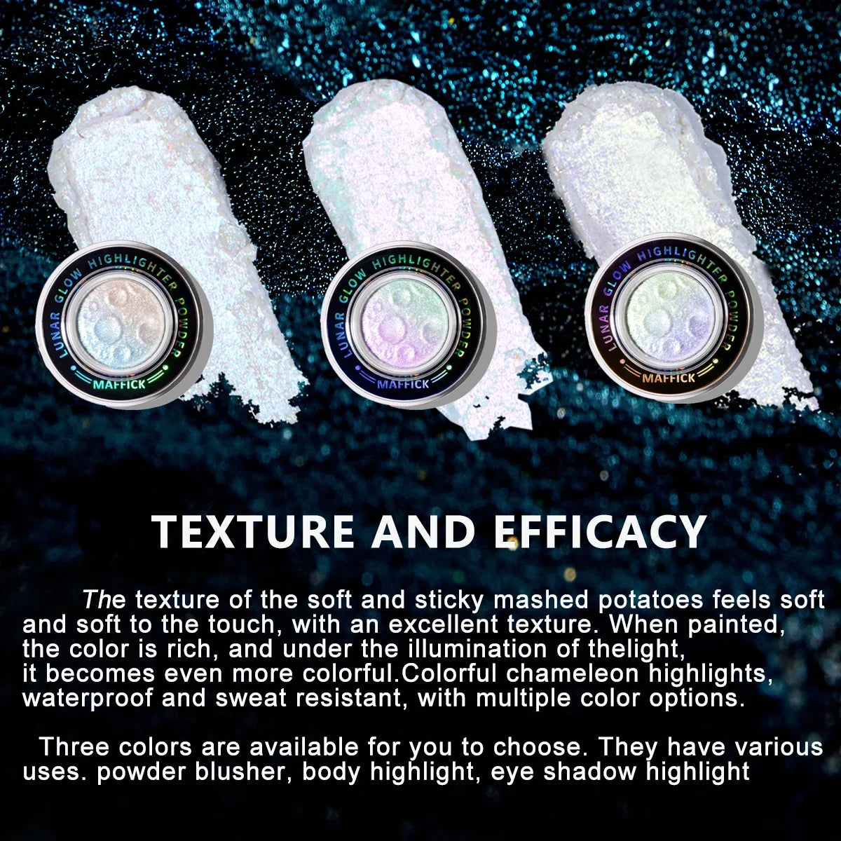 Planet highlighter powder brightens the whole body, with a burst of nasal shadows and a three-dimensional highlight on the face