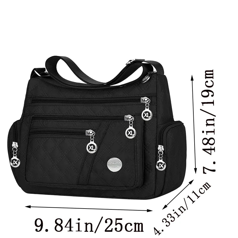 Brandless Square Crossbody Bag For Men And Women Oxford Style Nylon Shoulder Bag