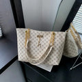 None Presbyopia Handbag Soft Leather Large Capacity Tote For Women With Hanging Accessories Shoulder Bag