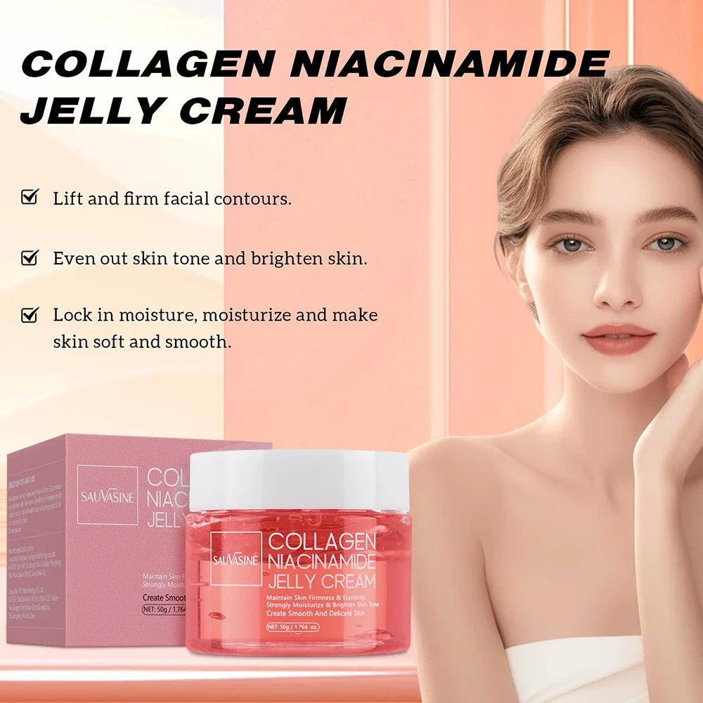 Collagen Jelly Cream Niacinamide Hydrolyzed Collagen 24h Glow & Lifted Look Moisturize Skin Elasticity & Hydration Face Cream