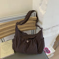 Brand Korean Nylon Crossbody Bag With Plaid Pattern - Phone Pocket
