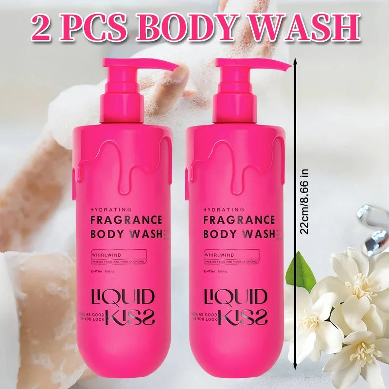 LIQUID KISS Body Wash for Women Oat Etract Moisturizing Shower Deep Moisture WHIRLWIND Fragrance Body Bath Shower Gels 473 Ml