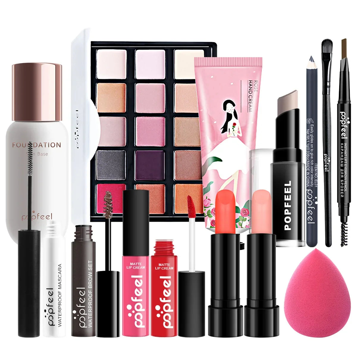 POPFEEL All-in-One Makeup Kit Gift Set with Eyeshadow Palette Foundation Lip Gloss Blush Brushes Eyeliner and More Beauty Gifts