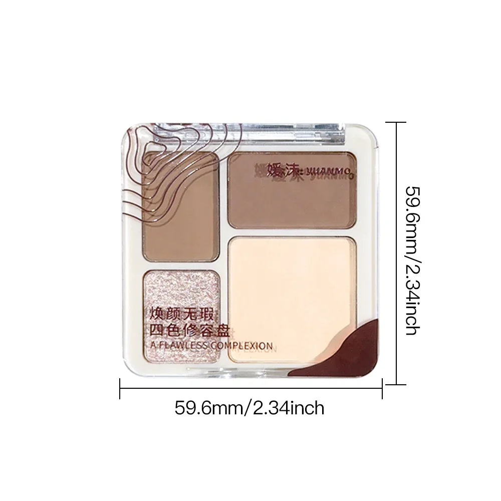 Three-dimensional facial four-color highlight contour palette,matte long-lasting brightening three-dimensional contour cosmetics