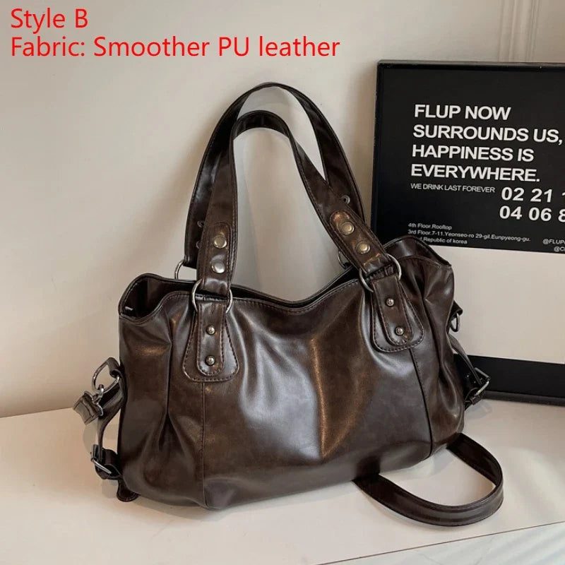 Macroupta Women's Shoulder Bag - Soft Interior, PU Leather, Zipper Closure, Contrasting Colors.