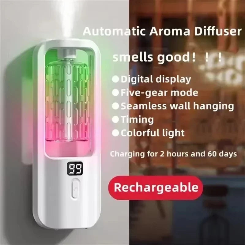 50ml Essential Oils Diffuser USB Multi-mode LED Digital Display 5 Gear Home Wall Mounted Display Air Freshener Smart Fragrance