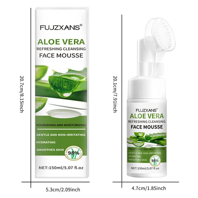 150ml Aloe Vera Cleanser Face Mousse Wash Refreshing Hydrating And Water-locking Deep Cleansing For Facial Skin Beauty Skincare