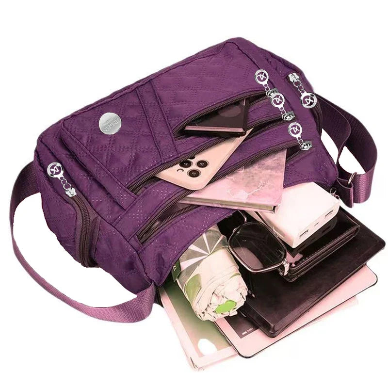 Brandless Square Crossbody Bag For Men And Women Oxford Style Nylon Shoulder Bag