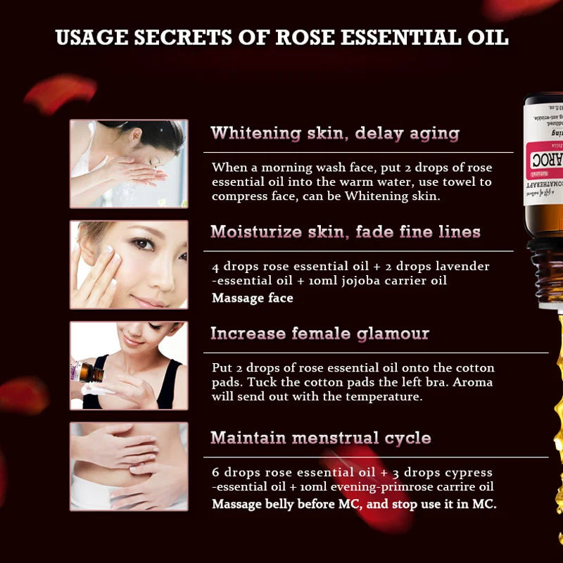 100% Natural Rose Essential Oil 10ml Moisturize and Hydrating Massage oils Skin Care Facial Morocco Pure Rose oil