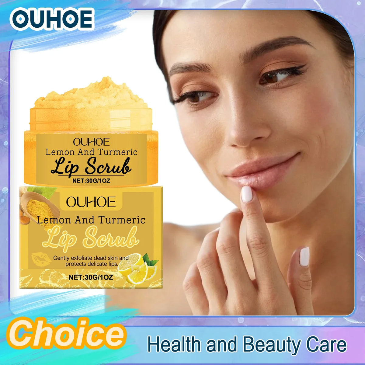 Turmeric Lemon Lip Scrub Exfoliating Remove Dead Skin Reduce Fine Lines Prevent Dry Nourishing Hydrating Anti Cracked Lip Scrub