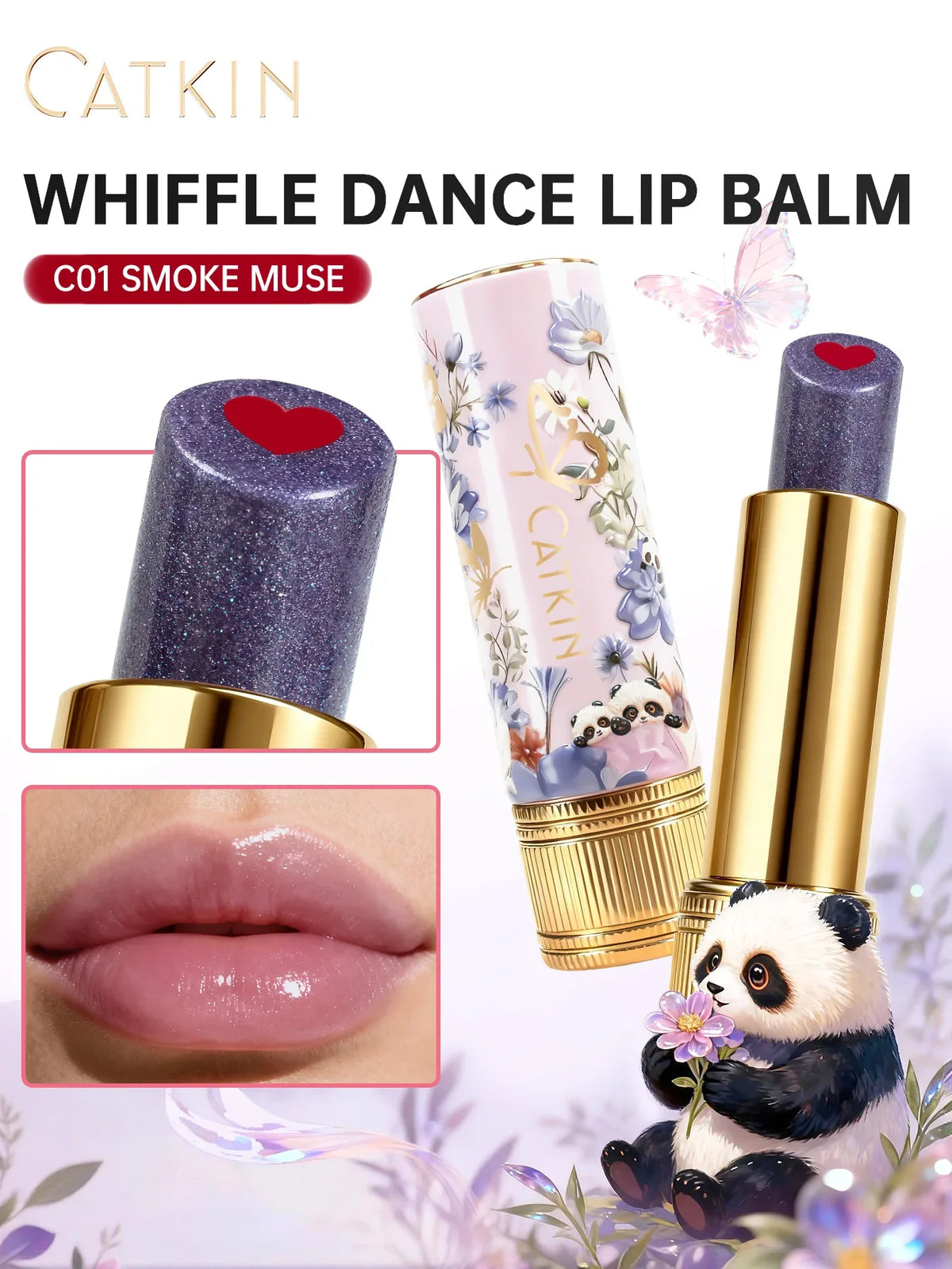 CATKIN Whiffle Dance Tinted Lip Balm Solid Lip Gloss Moisturizing Watery Colored jelly love Long-lasting