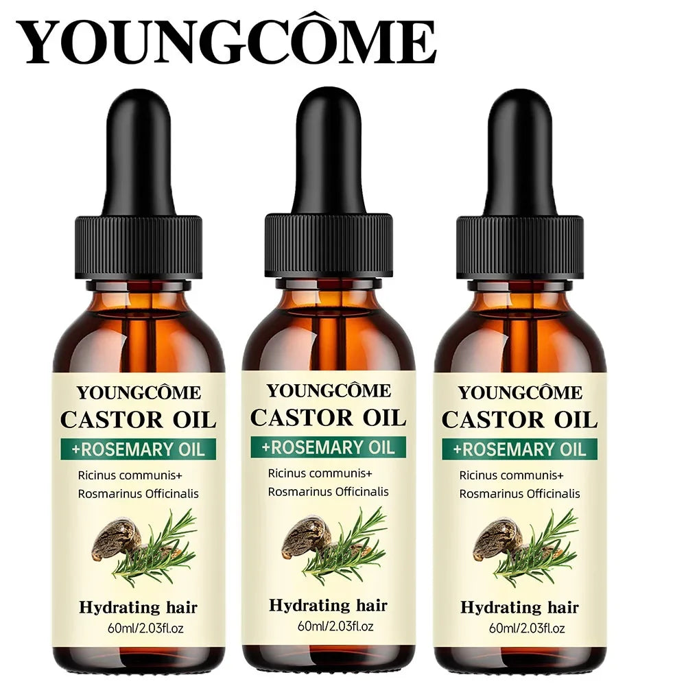 Mix Castor Oil and Rosemary Oil for Hair Growth Enhances hair thickness and Shine, Reduce Hair Loss and Split Ends Hair Care Oil