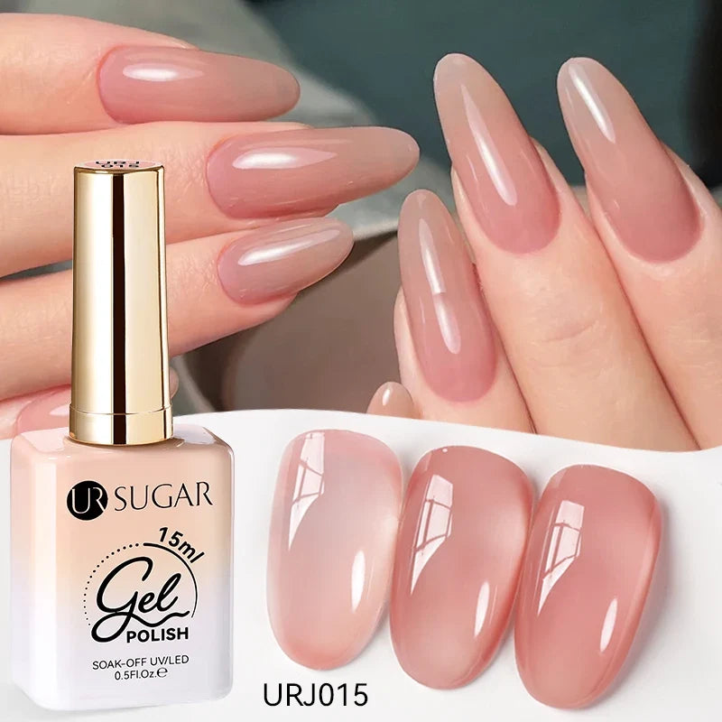 UR SUGAR 15ml Jelly Milky White Translucent Color Gel Polish Semi Permanent UV Gel Nail Art Soak Off Gel Varnish Latest Fashion