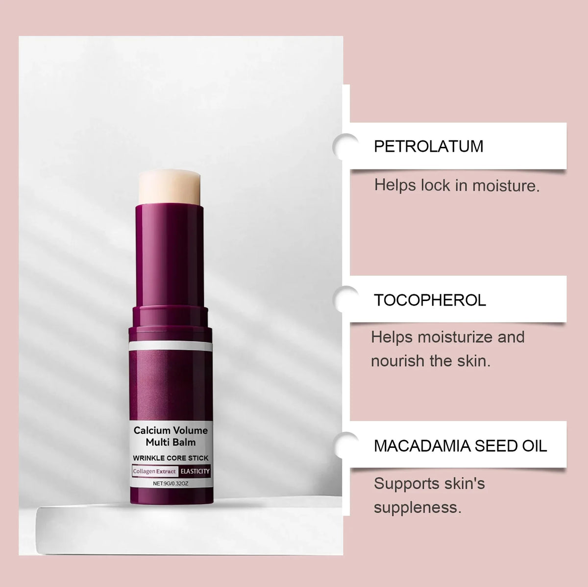 Calcium Volume Multi Balm Hydrating Anti Aging Fade Fine Lines Firming Skin Brightening Nourishing Collagen Moisturing Stick