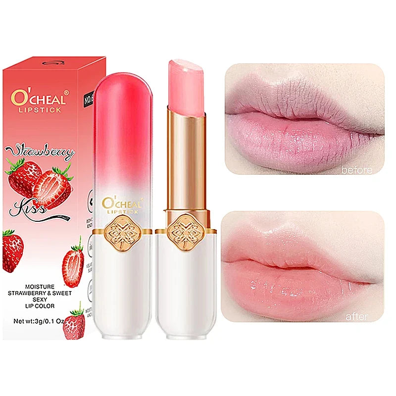 OCHEAL Color Changing Lipstick Fruit Lip Balm Moisturizing Waterproof Long Lasting Moisturizing Lip Balm Temperature Changing