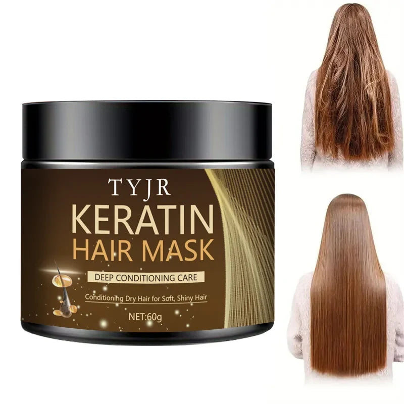 Keratin Magic Hair Mask Protein Straightening Repair Dry Frizzy Damaged Hair Milk Professional Smooth Shiny Deep Moisturizing Care 60G/30G
