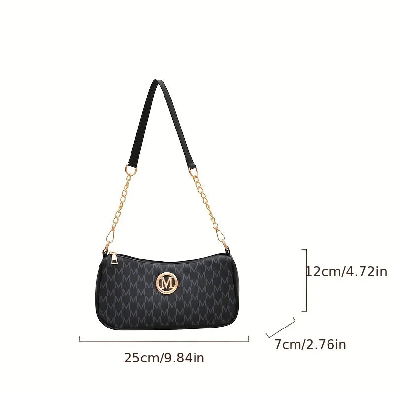 FXZLLQ Vintage Letter Print Crossbody Bag for Women - Adjustable Chain Shoulder Strap