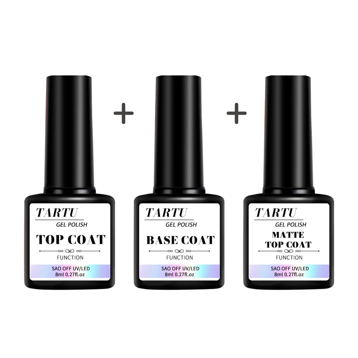 1pc/2pcs/3pcs 8Ml Functional Gel Nail Art Set with Base Coat and Diamond Top Coat,Matte Top ,Soak Off  for Nail Art Design Tool
