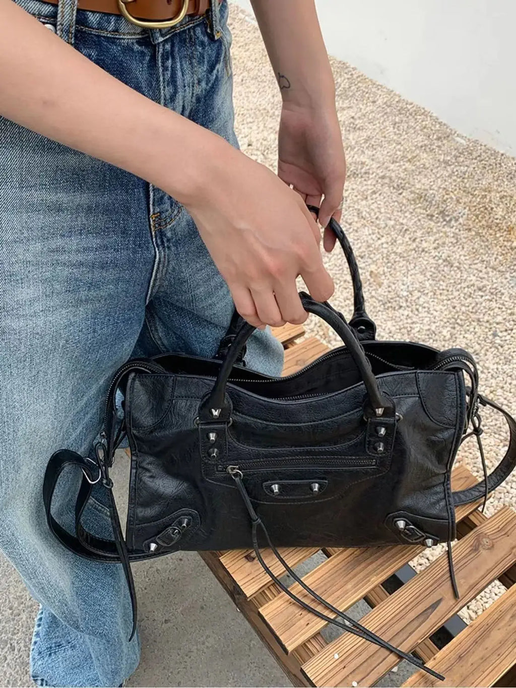 Brand PU Leather Crossbody Shoulder Bag For Women City Tote With Saddle Shape Y2K Street Style - Durable PU Leather