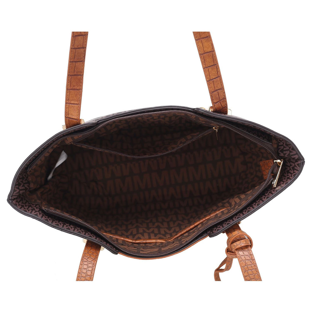 MKF Collection Lippa M Signature Crocodile embossed Vegan Leather Women Tote Bag, Mini Tote Bag, Pouch and Wallet by Mia K