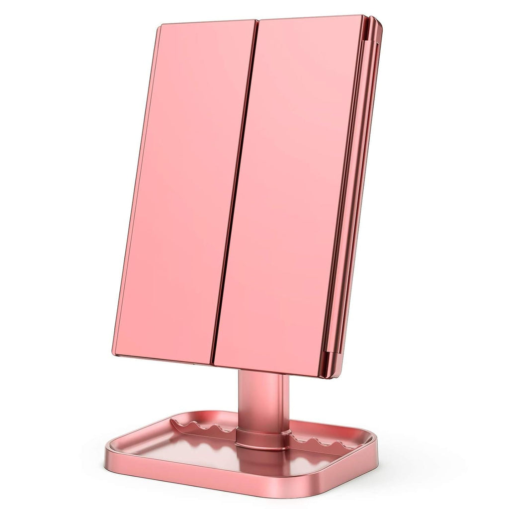 Makeup Mirror, Vanity Mirror with Lights, 2X/3X/10X Magnification, Touch Control, Trifold, Dual Power Supply, Gifts Mothers Day for Mom,Gifts for Women, Wife, Girls,Dorm Room Essentials