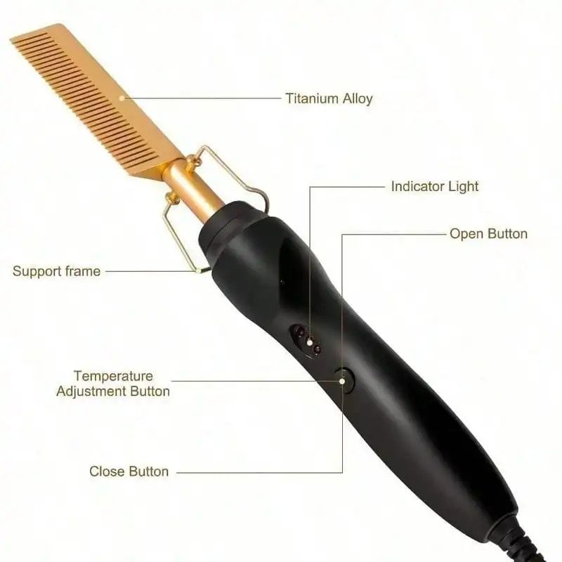 Electric Hair Straightening Brush 2 in 1 Styling Comb for Straightening and Curling Wet Dry and Synthetic Hair
