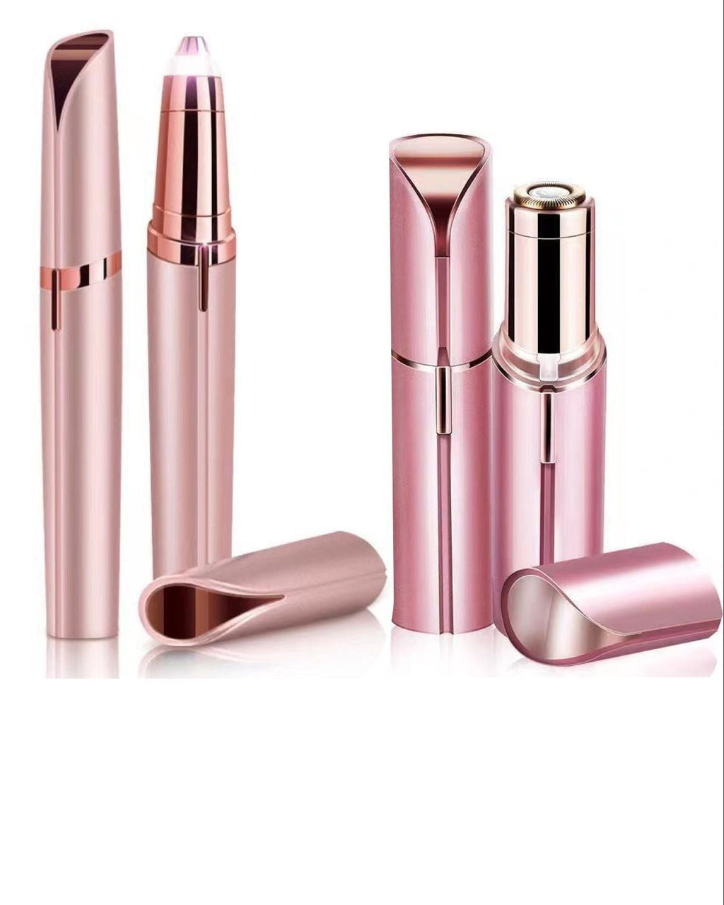 2-Pack Rechargeable Facial Hair Remover and Eyebrow Trimmer Set for Women - Painless Portable Electric Razor, Lip Nose Hair Trimmer