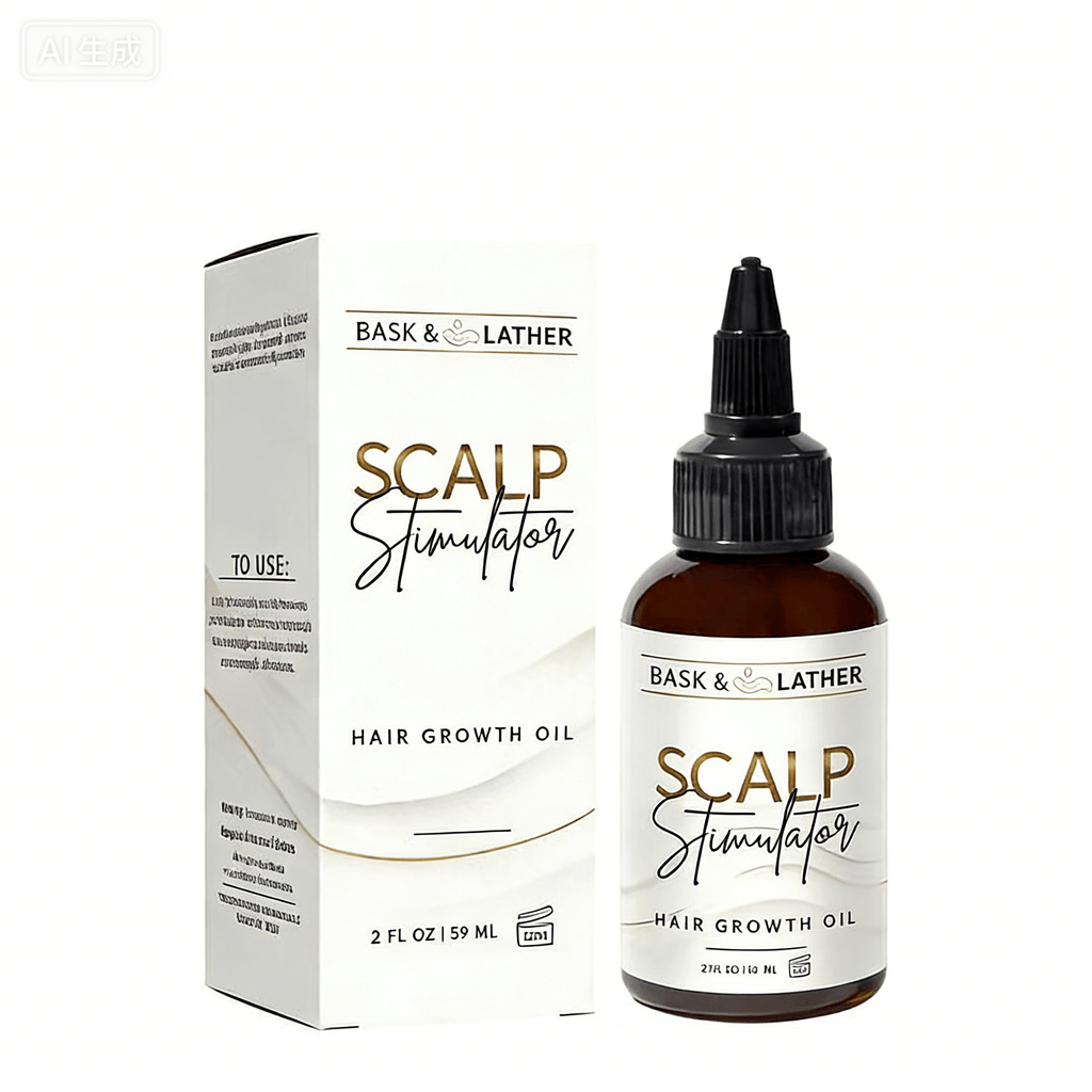 Bask & Lather Scalp Stimulator Hair Growth Oil, Cold Pressed Mint and Rosemary Blend with Grapeseed for Hair Growth, Organic Natural Leave in, All Hair...