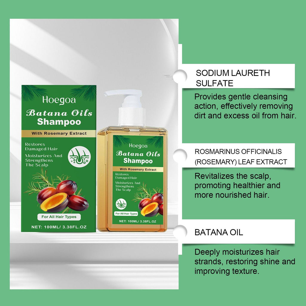Batana Oil & Rosemary Extract Hair Shampoo, Moisturizing Scalp Care Cleansing Shampoo for Dry Damaged Hair, Strengthening Scalp & Softening Frizzy Hair Wash for All Hair Types Daily Household Hair Car