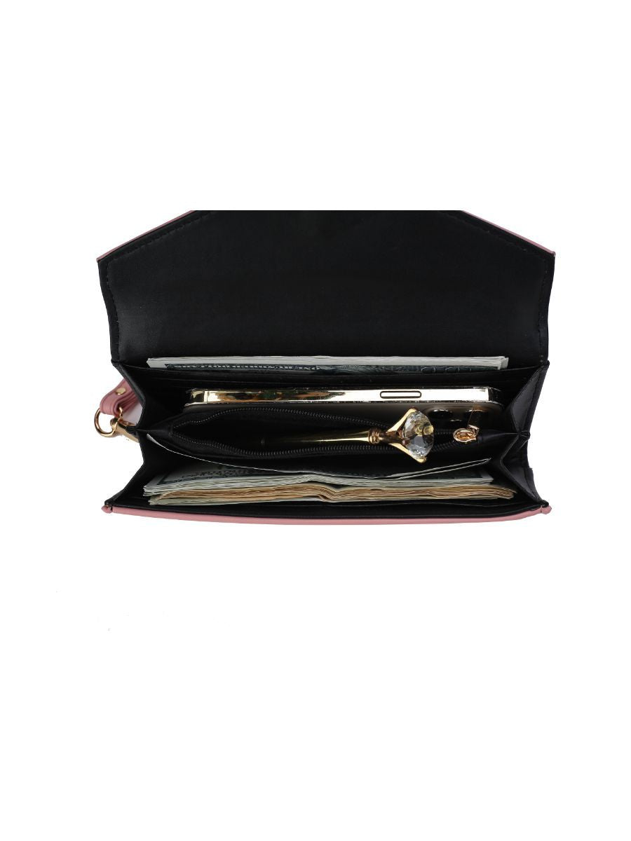MKF Collection Clara Vegan Leather Women Shoulder Bag with Wristlet Wallet by Mia k