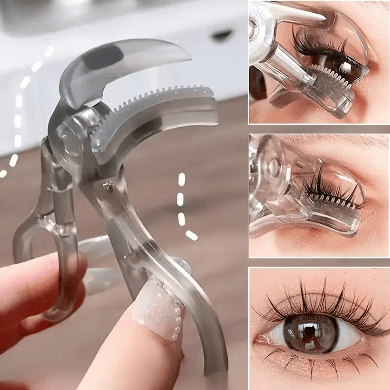 Portable wide-angle eyelash curler with built-in comb - suitable for all eye shapes, easy to use, battery-free, ideal for beginners