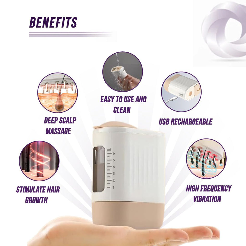 Electric Oil Applicator & Scalp Massager 2-in-1: Wireless High-Frequency Vibration Hair Growth Serum Comb, Waterproof Charging Root Therapy Brush for Stress Relief & Spa