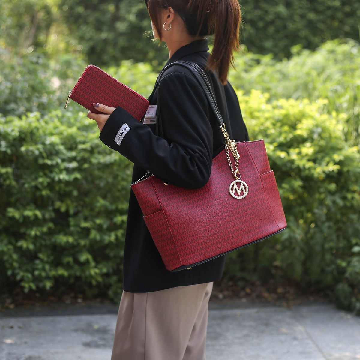 MKF Collection Savannah M Logo Printed Women Tote and Wristlet Wallet by Mia k
