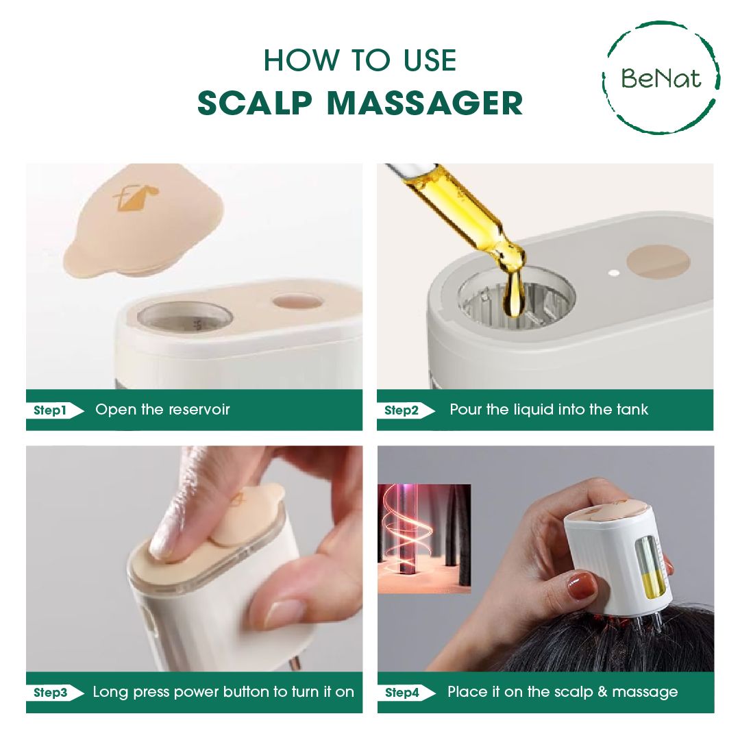 Electric Oil Applicator Scalp Massager 2 in 1 for Hair Growth - Rechargeable Waterproof Vibrating Hair Serum Comb