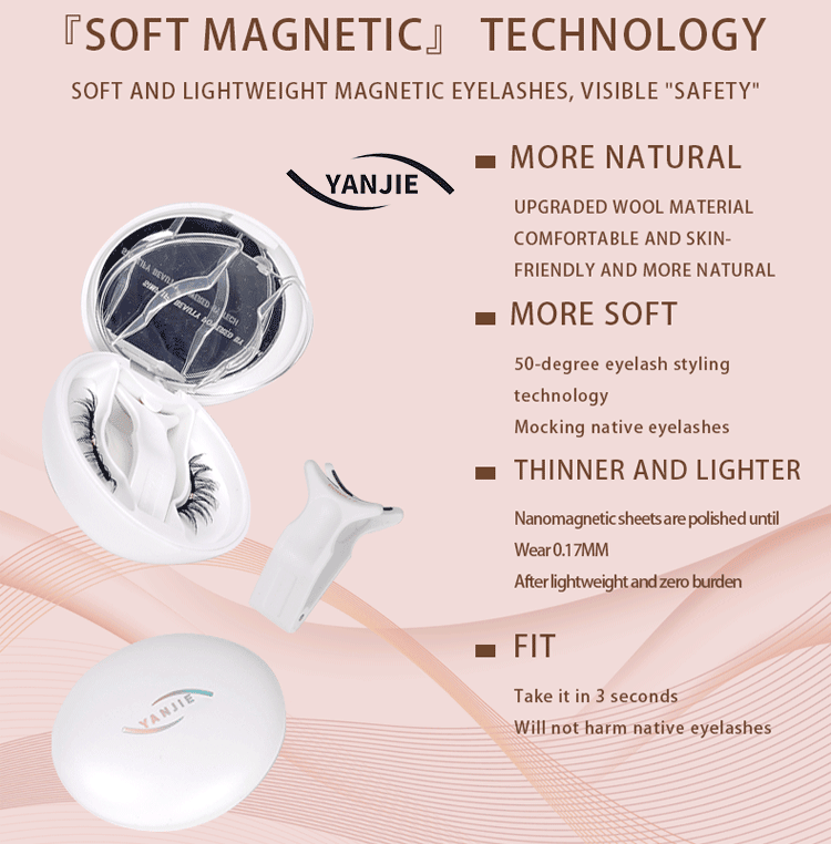 No Glue Soft Magnetic Clip On Eyelashes, Cat Claw Invisible Clear Band Reusable Lashes Natural Eye Enlargement Makeup