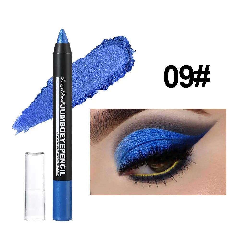 Smoky Dark Green Eyeshadow Pencil Stick Waterproof Pearlescent 12 Colors Metallic Glitter Eye Shadow Highlighter Pen Makeup Tool