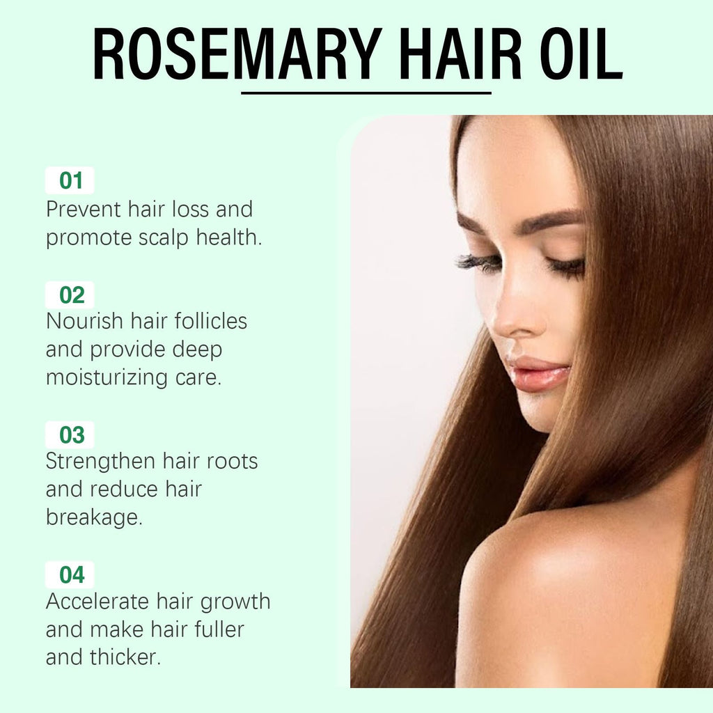 Natural Rosemary Infused Hair Care Oil, Nourishing Scalp & Dry Damaged Hair Treatment Oil, Anti-Frizz Smoothing Hair Serum for Split Ends, Adds Gloss Softness for All Hair Types 50ML