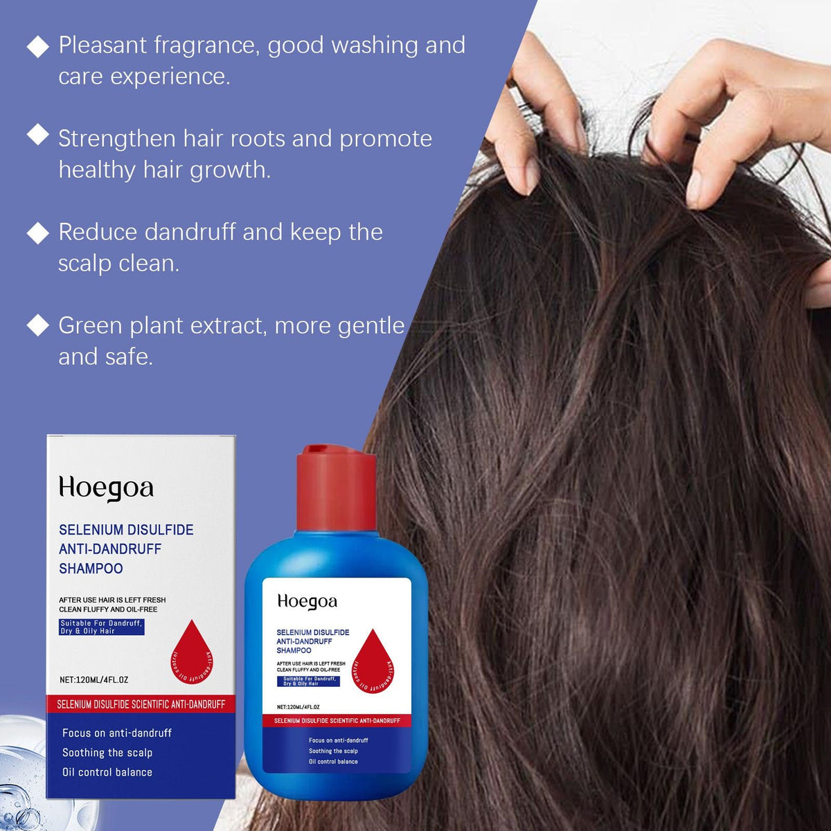 Scalp Refreshing Anti-Dandruff Shampoo, Oil Control Balancing Hair Cleansing Shampoo with Aloe Extract, Deep Cleaning Fluffy Hair Wash for Oily Dry Itchy Scalp, Daily Household Hair Care Shampoo 120ml