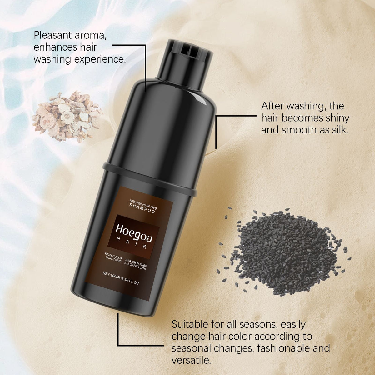 isex hair color shampoo, temporary dye shampoo available in brown and purple shades. This hair care product allows easy at-home hair coloring, providing long-lasting color that covers white hair with
