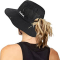 Women's Outdoor UV-Protection-Foldable Sun-Hats Mesh Wide-Brim Beach Fishing Hat with Ponytail-Hole