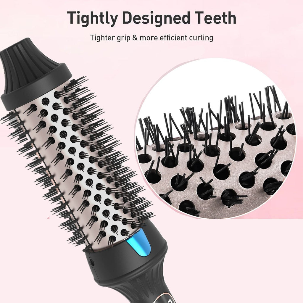 Heated Round Brush 1.5 Inch Thermal Brush Hair Curling Iron Comb Ceramic Tourmaline Ionic Hair Curler Digital Display Curling Wand Double PTC Staightener Curlers