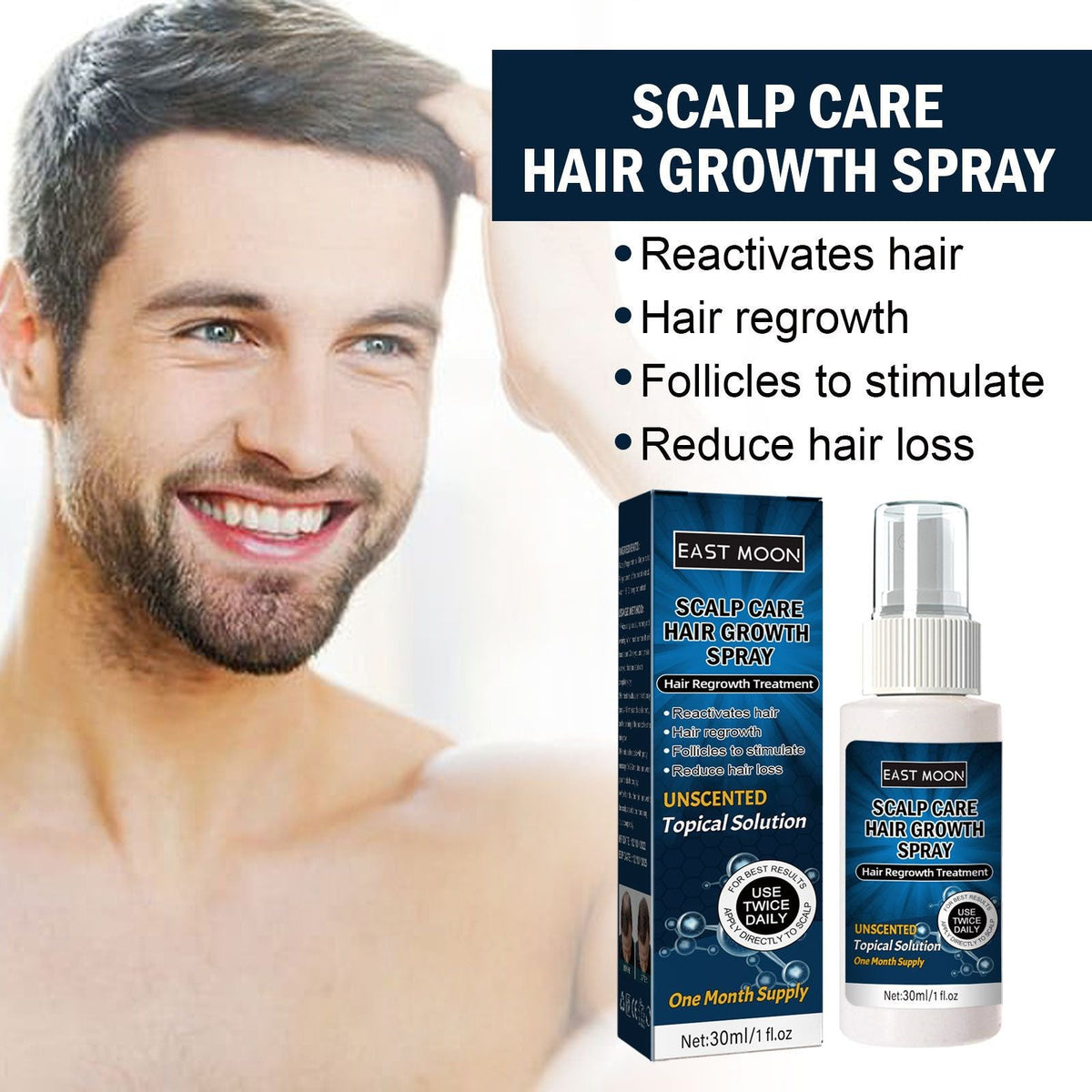 East Moon Men's Hair Spray, Dense Hair Solid Hair Hair Line Anti-Drop Fluid Thick
