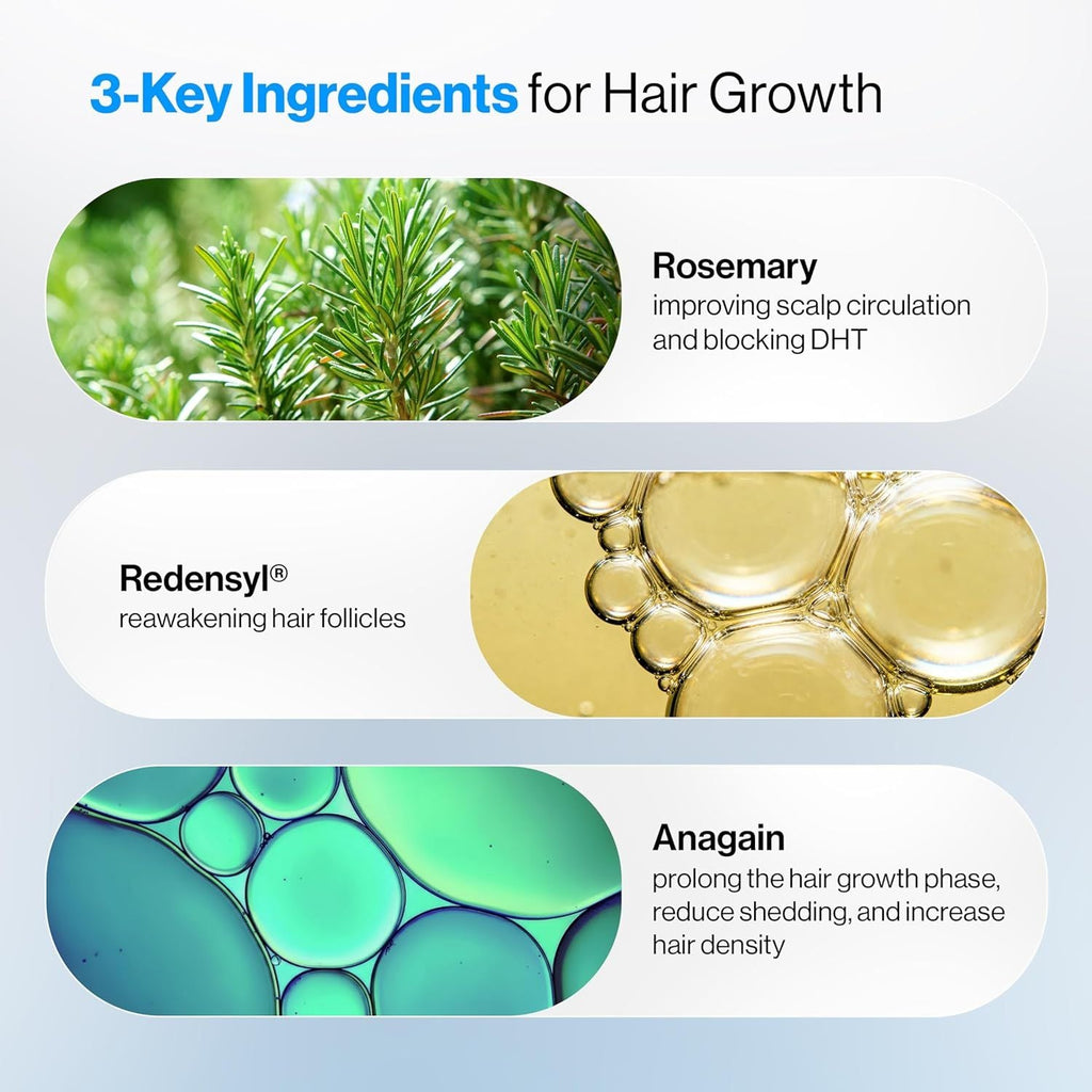 Rosemary Hair Growth Serum Roll On 25 ml – 3% Rosemary, 3% Redensyl & 2% Anagain | DHT-Blocking Scalp Serum Boosts Oxygen Flow, Reduces Hair Fall | Paraben/Sulfate-Free | Women & Men