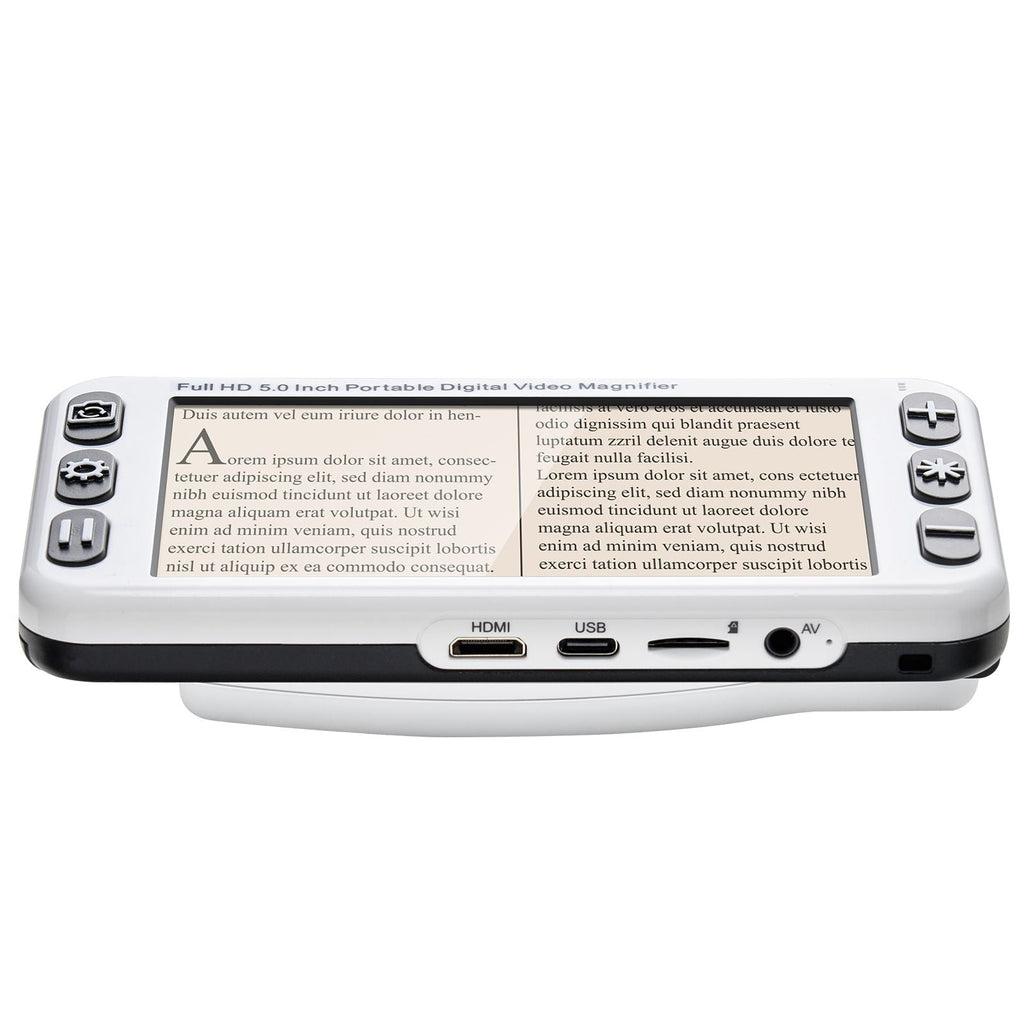 Portable Digital Magnifier, 5-inch HD Electronic Video Magnifier for Low Version, 2X - 48X Electronic Reading Aid with 13MP Near & Far Dual Lens, 26 Color Mode, AV/HDMI Output & Foldable Handle