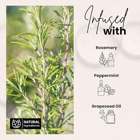 Bask & Lather Scalp Stimulator Hair Growth Oil, Cold Pressed Mint and Rosemary Blend with Grapeseed for Hair Growth, Organic Natural Leave in, All Hair...