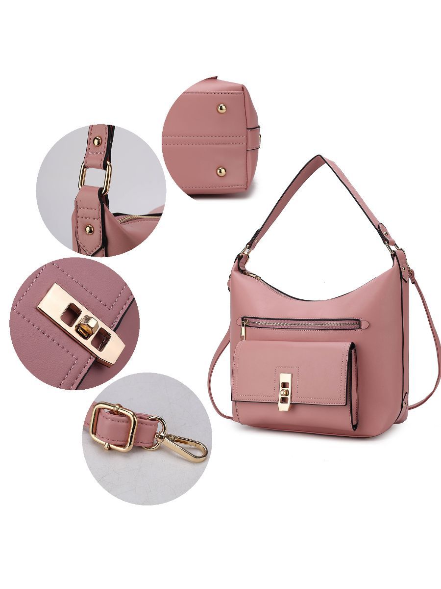 MKF Collection Clara Vegan Leather Women Shoulder Bag with Wristlet Wallet by Mia k