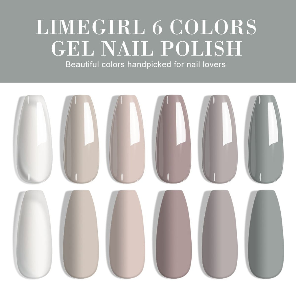 LIMEGIRL Gel Nail Polish Set 6 Color Set with UV Nail Light and Nail Tools, Soaking Nail Set, for Beginners DIY Nail Set